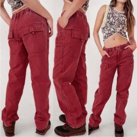 Free People Voyage Utility Cargo Wide Leg Pants In Cowboy. NWT! Sz XS - Picture 2 of 9